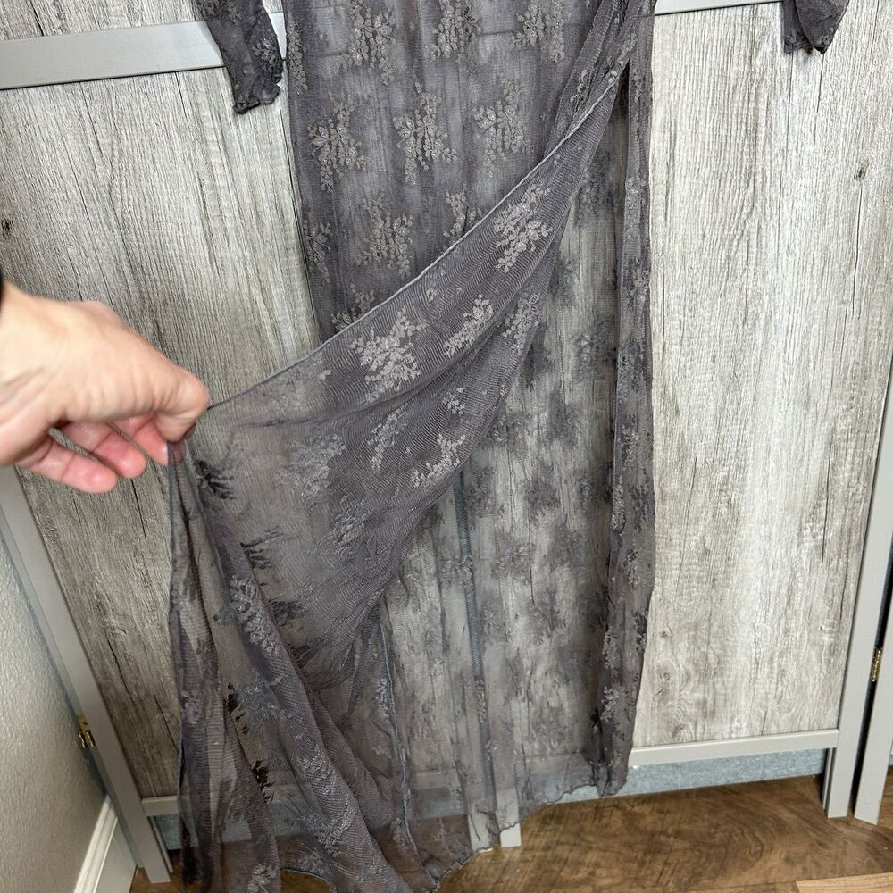 NWT Free People Lace Maxi Slip Dress Charcoal Gray - Picture 4 of 5